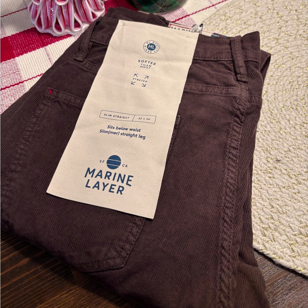 Men's Marine Layer Terry Cord 5 Pocket Pant in French Roast Brown